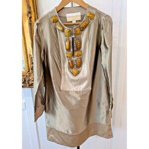 Stunning Embelished Italian Amorimiei Paolo Petro metallic gold Tunic Top 44
